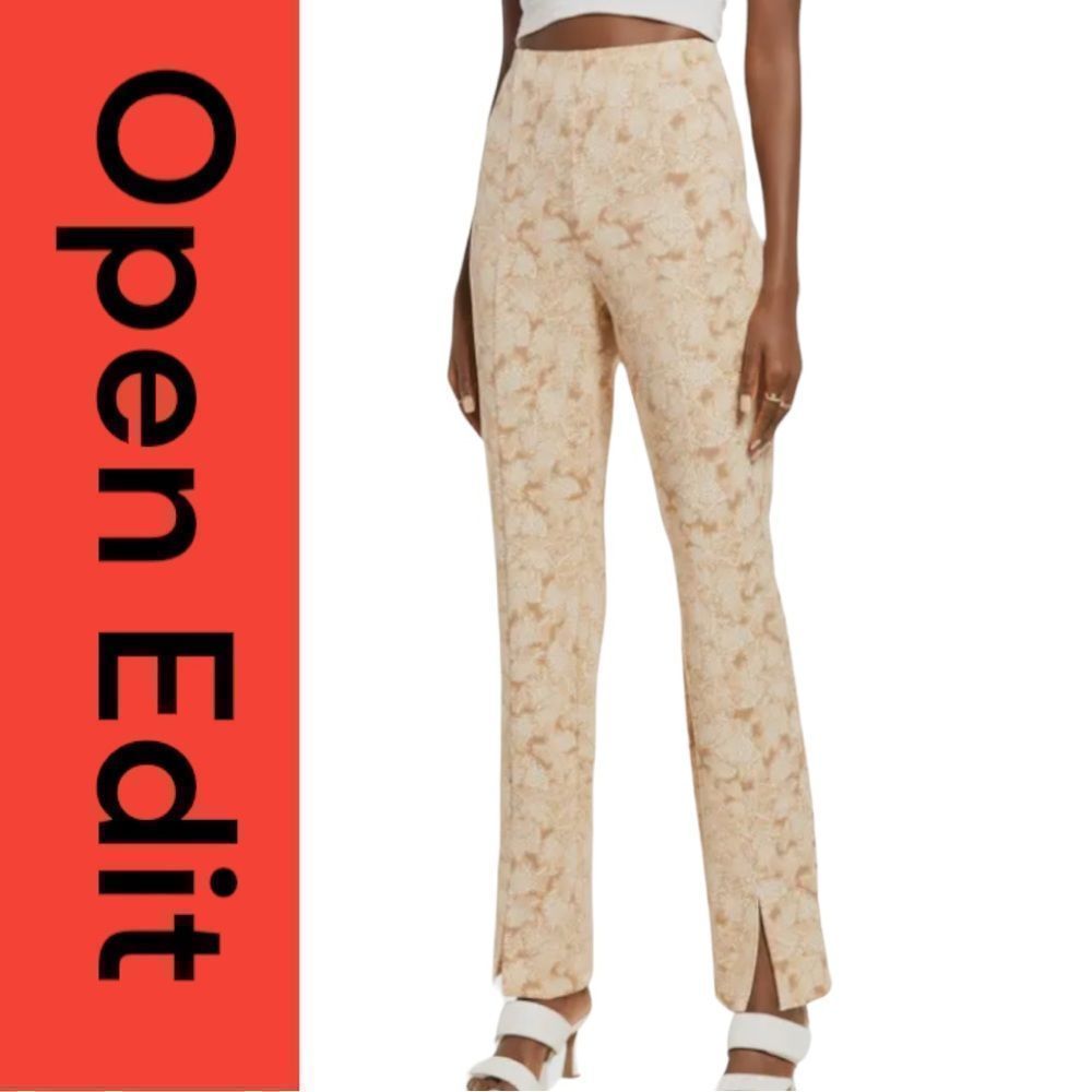 NWT Open Edit Slim Fit Split Hem Pants Tan Camo Snake Women’s Size Small